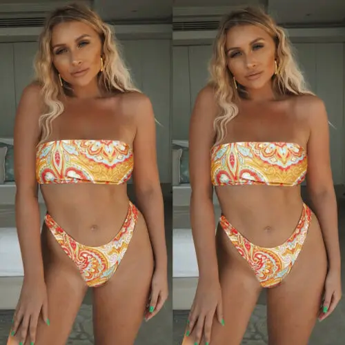 Сексуальная Печать трубки комплект бикини с эффектом пуш ап на лифчике купальник