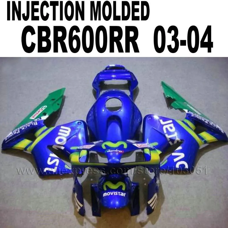 

ABS Injection Fairing Kit For Honda CBR 600 RR 2003 2004 CBR600RR 03 04 Cbr600 Blue Movistar Road Fairings Bodykit