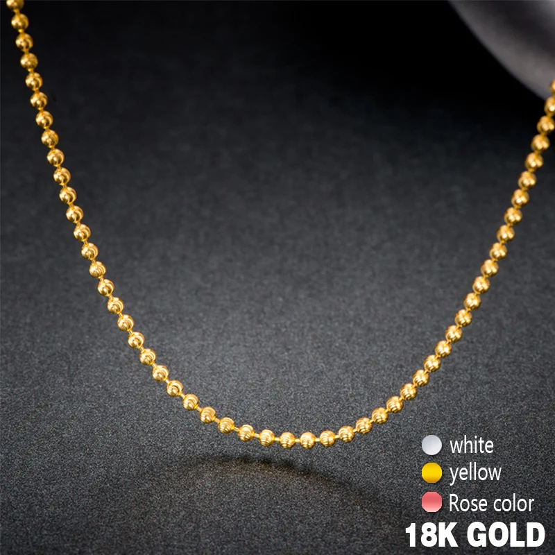 18k Pure Gold Beads Necklace Rose White Yellow Chain Real Au750 Solid Shine New Hot Trendy Party Ball Women Girl Miss Gift Good
18k Pure Gold Beads Necklace Rose White Yellow Chain Real Au750 Solid Shine New Hot Trendy Party Ball Women Girl Miss Gift Good