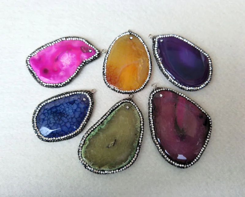 5 шт. Натуральный Druzy agat e камень кварц ломтик кулон ювелирные изделия Шарм