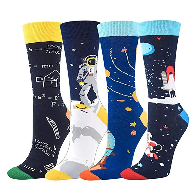 Мужские и женские спортивные носки с принтом космоса/математики повседневные