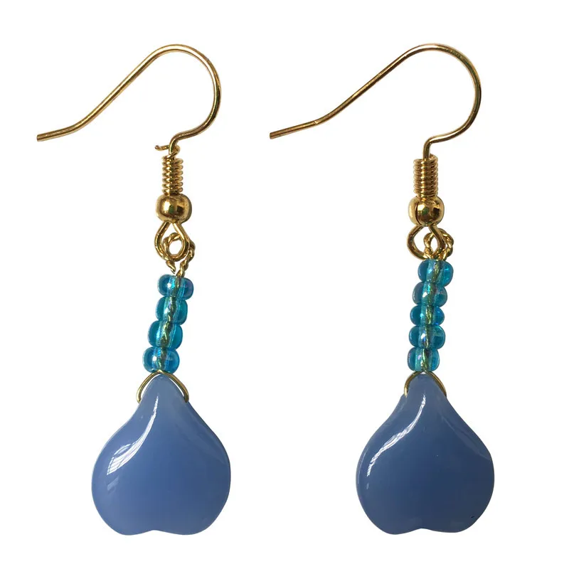 Ручной работы Модные украшения золота сплава крюк серьги синий Стекло смолы