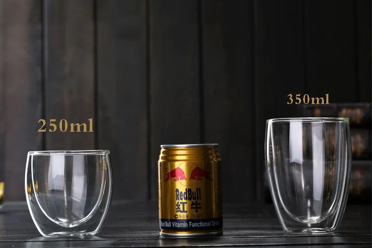GXYAYYBB 80 мл/150 мл/250 мл/350 мл/450 мл стеклянная чашка, двухслойная кофейная кружка из боросиликатного стекла, термостойкая, не обжигающая