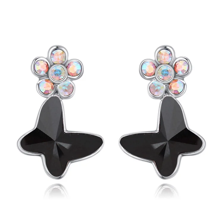 Baffin кристаллами от Swarovski бантом пирсинг серьги Мода года серьги вечерние украшения Для женщин подарок - Окраска металла: Jet