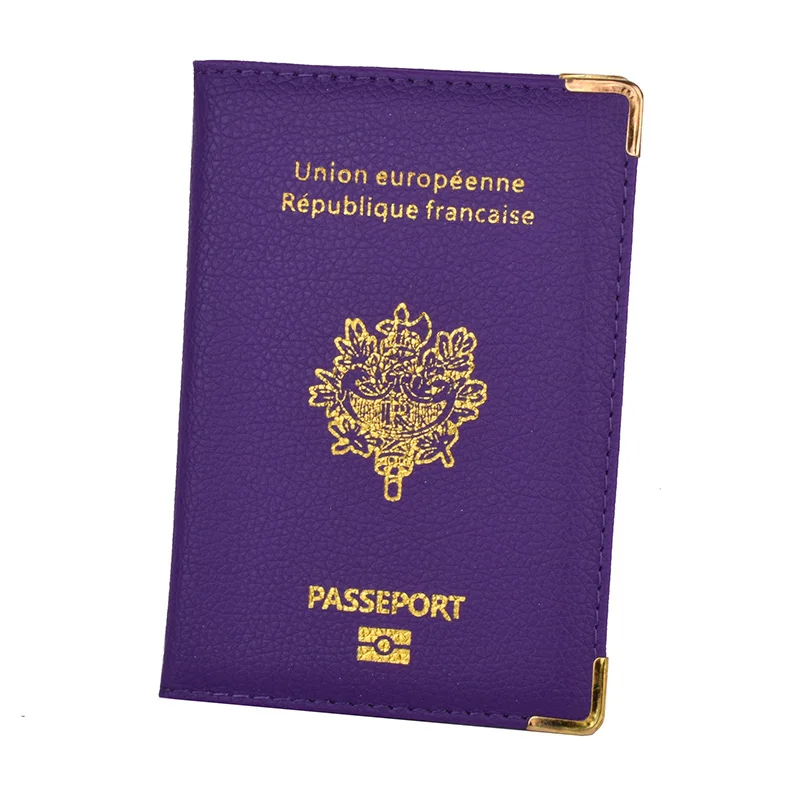 Purple Франция Обложка для паспорта из искусственной кожи слоты для кредитных карт Porte-Passeport Housse для мужчин и женщин французский органайзер для паспорта для путешествий - Цвет: Purple