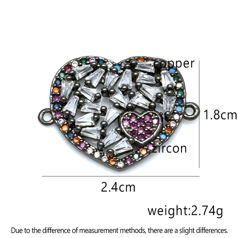 Роскошный цветной Кристал Любовь Сердце Шарм соединитель DIY Браслеты Ювелирные изделия для женщин ювелирные изделия аксессуары оптом
