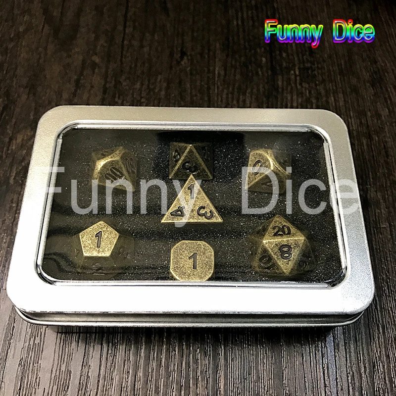 Metal Dice 7 set d4 d6 d8 d10 d% d12 d20 for Board Games Rpg Dados jogos dnd with box gift | Спорт и развлечения
