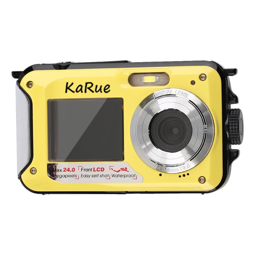 Karue H268 двойной HD экран 2 7 дюйма ЖК 1 8 16X цифровой зум 24 МП водонепроницаемость до 3 м