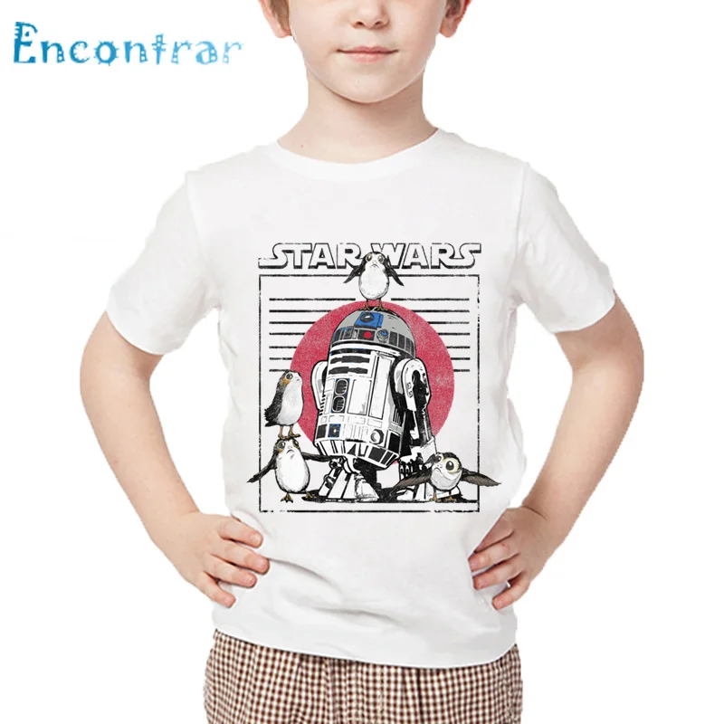 Детская забавная футболка с R2-D2 Звездные войны робот и BB-8 летние топы короткими