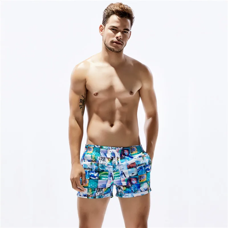 

New Men's Shorts SEOBEAN Brand Polyester Casual Summer Sea beach Quick Dry Pants Boxer shorts Print Beachwear 70302