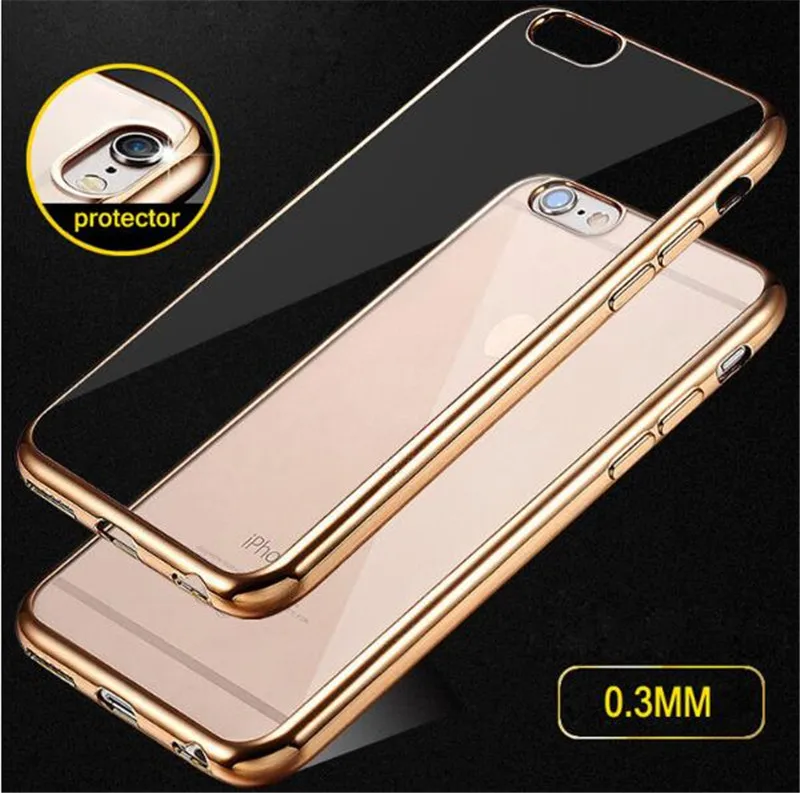 100 шт./лот ТПУ розовое золото покрытие кристально чистый чехол для iPhone X чехлы 7 6 5 6s