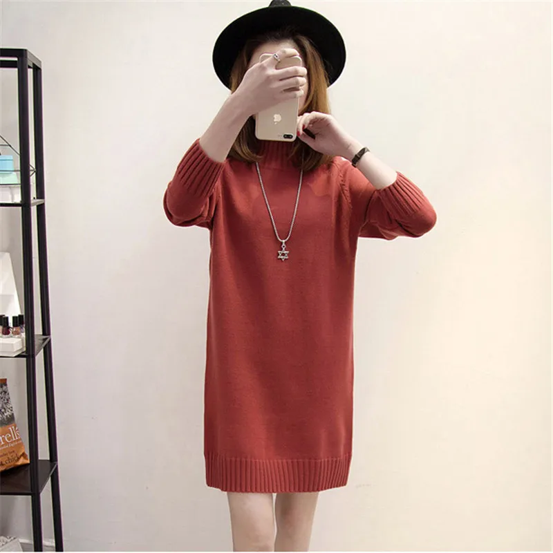 

Autumn Winter Women Sweater 2018 New Medium Long Wild Loose Female Knitted Jacket Slim High Collar Hooded Sweater Tops Cw574