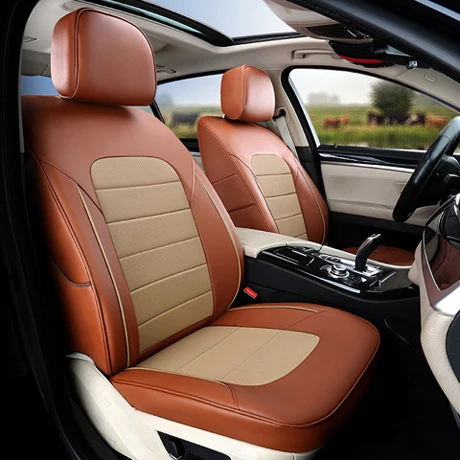 Brown X Beige 5 Seat AutoDecorun чехлы из натуральной кожи сиденья для Toyota Prado автомобильные чехлы для сидений Custom Fit 5 и 7 комплектов 2010- Right Hands Drive - Название цвета: Brown X Beige 5 Seat