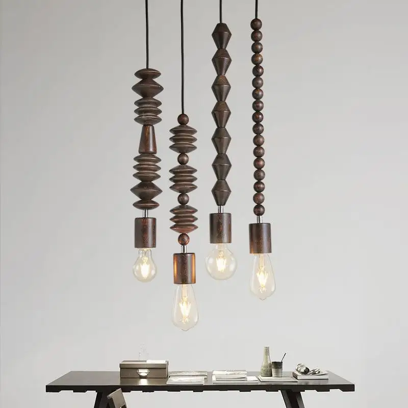 Подвесная лампа E27 в японском стиле деревянные подвесные светильники для