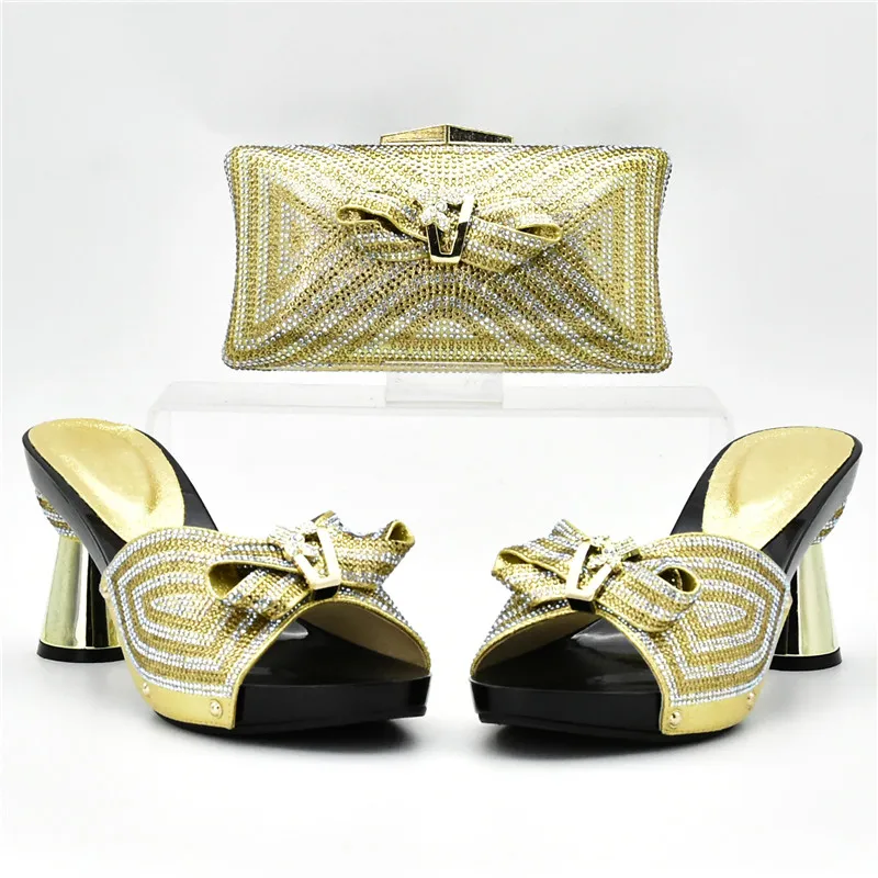 New Arrival Women Italian African Party Pumps Shoes and Bag Set Decorated with Rhinestone Ladies Matching Bags | Обувь
