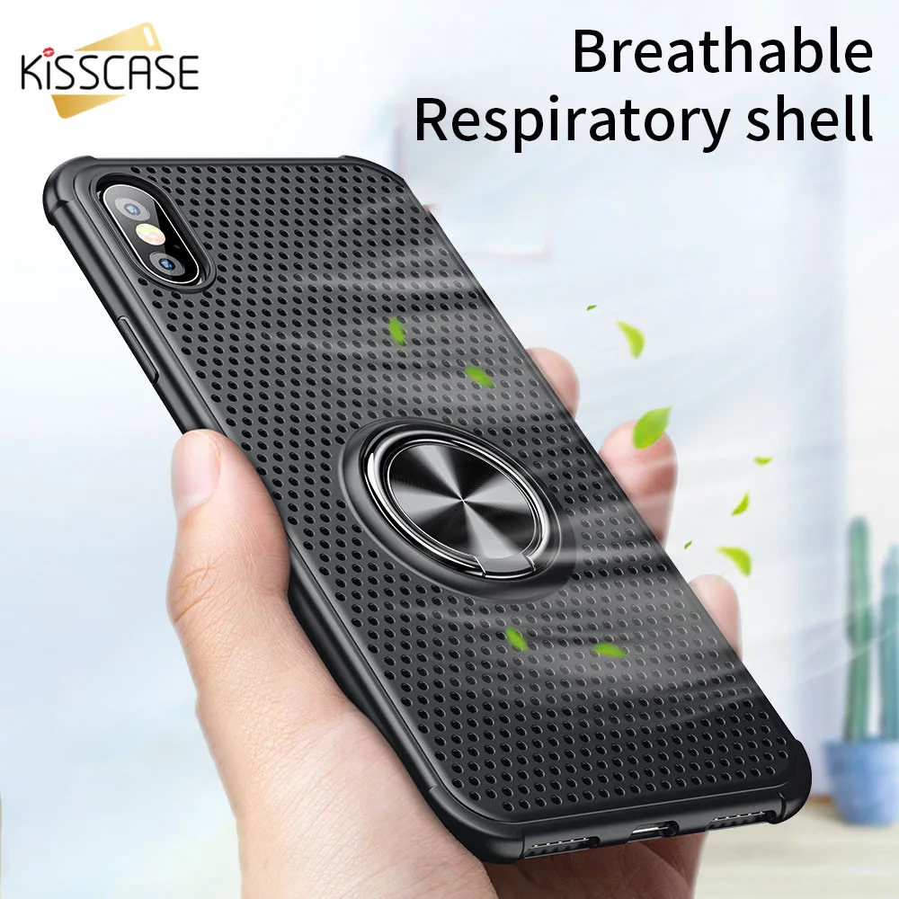 KISSCASE Magnetic Ring Holder Case For iPhone 8 7 Plus Heat Dissipation Breathable 6S 6 XS Max XR |