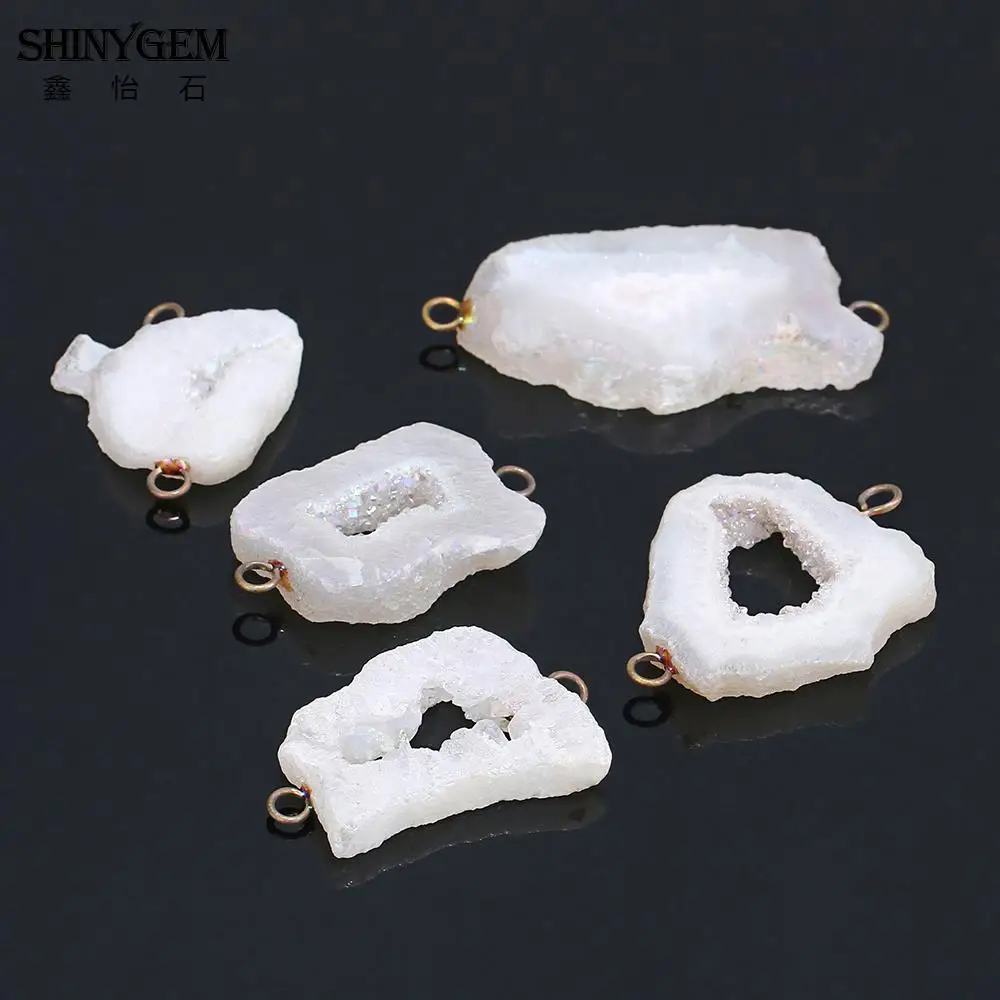 ShinyGem 6-7 мм белая Друза подвеска из минерального природного камня очаровательные