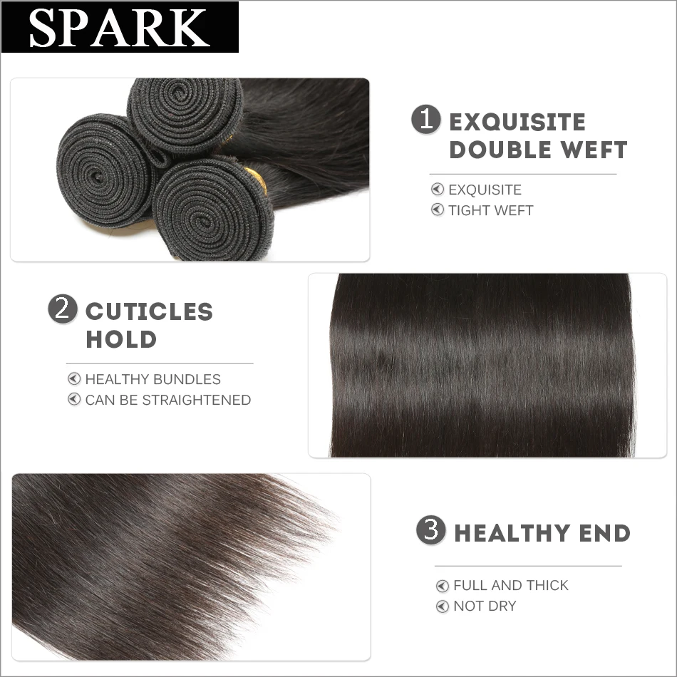 Прямые бразильские натуральные волосы SPARK Hair 1 шт. волнистпряди 100% необработанные