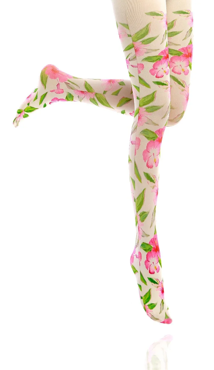 Новинка осени 2018 розовые колготки с цветочным узором носки принтом|socks print|socks