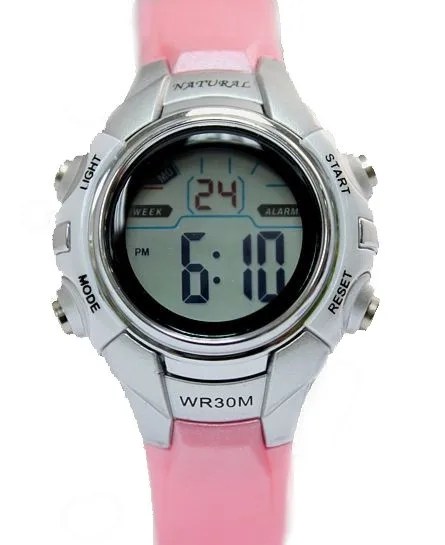 ALEXIS розовый хронограф Подсветка Черный Ободок водостойкий дамы девушки цифровые