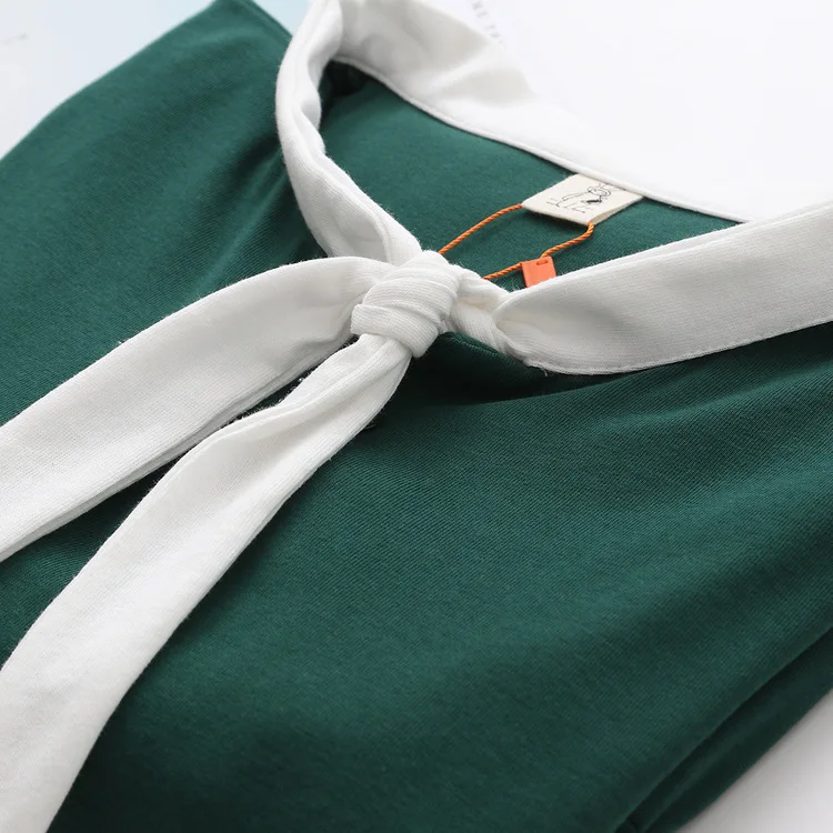 2018 летнее платье небольшой свежий галстук женский темно-зеленый тонкий Средний