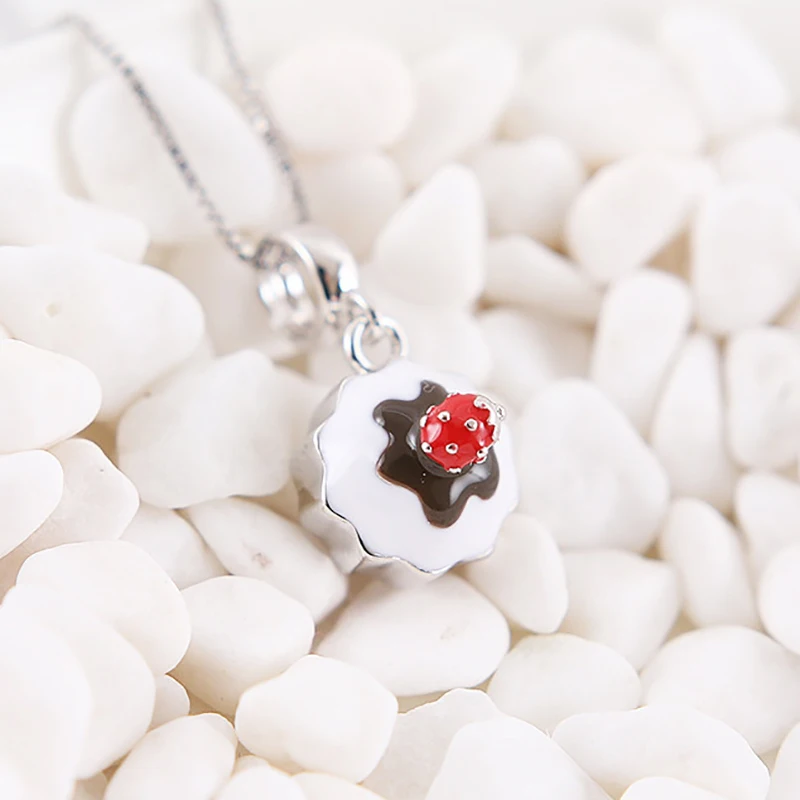 New 100% 925 Sterling Silver Beads Charm Sweet Strawberry Cupcake Cake Pendant Charms Fit Pandora Bracelets Women Diy Jewelry | Украшения и