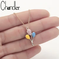 chandler colorful balloon chain necklace for women multi color enamel water drop pendant long chain necklaces everyday colier