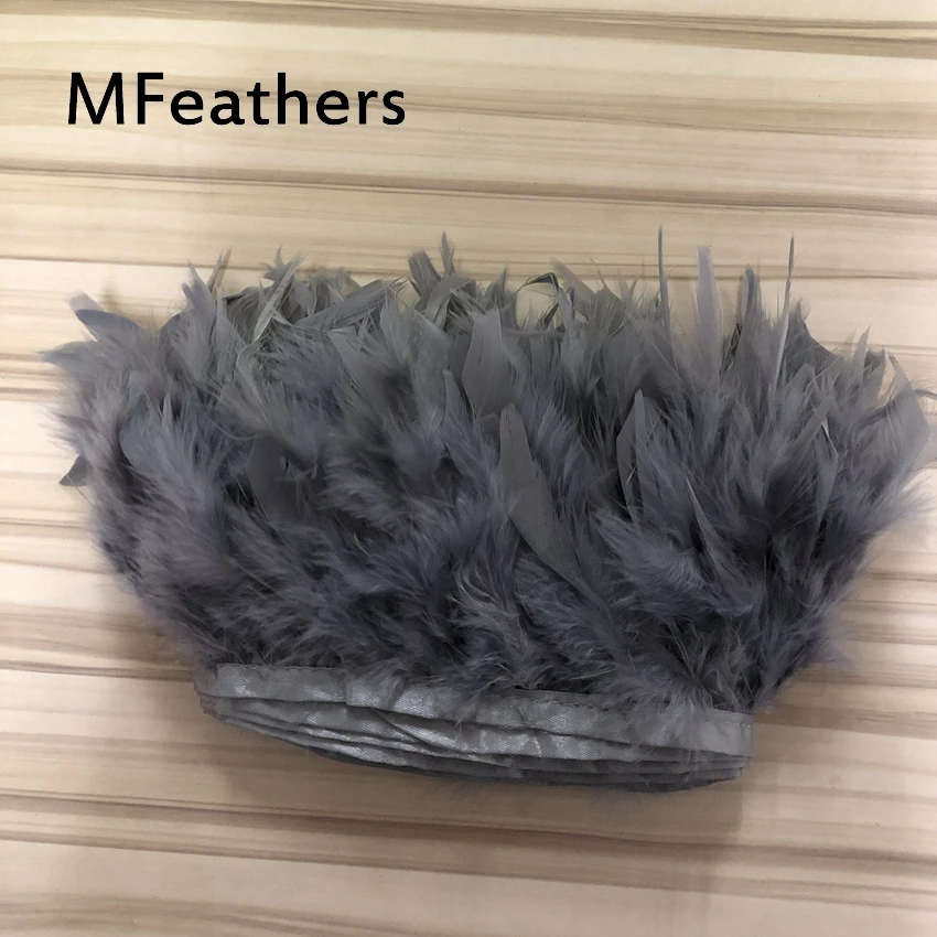 Grey color fluffy chandelle marabou feather ribbon fringes height 10-15cm Turkey feather boas trimming DIY for skirt dress Graft