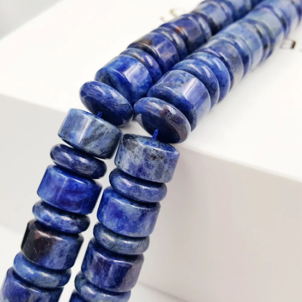 LiiJi уникальный запас продажа Sodalite форма трубки 15 мм свободные бусины для DIY
