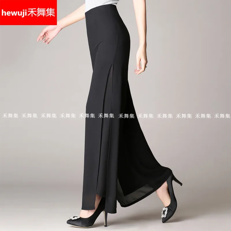 Modern Dance Wide-legged Trousers Lady Ballroom Girls Latin Pant Square High-waisted B-6885 | Тематическая одежда и