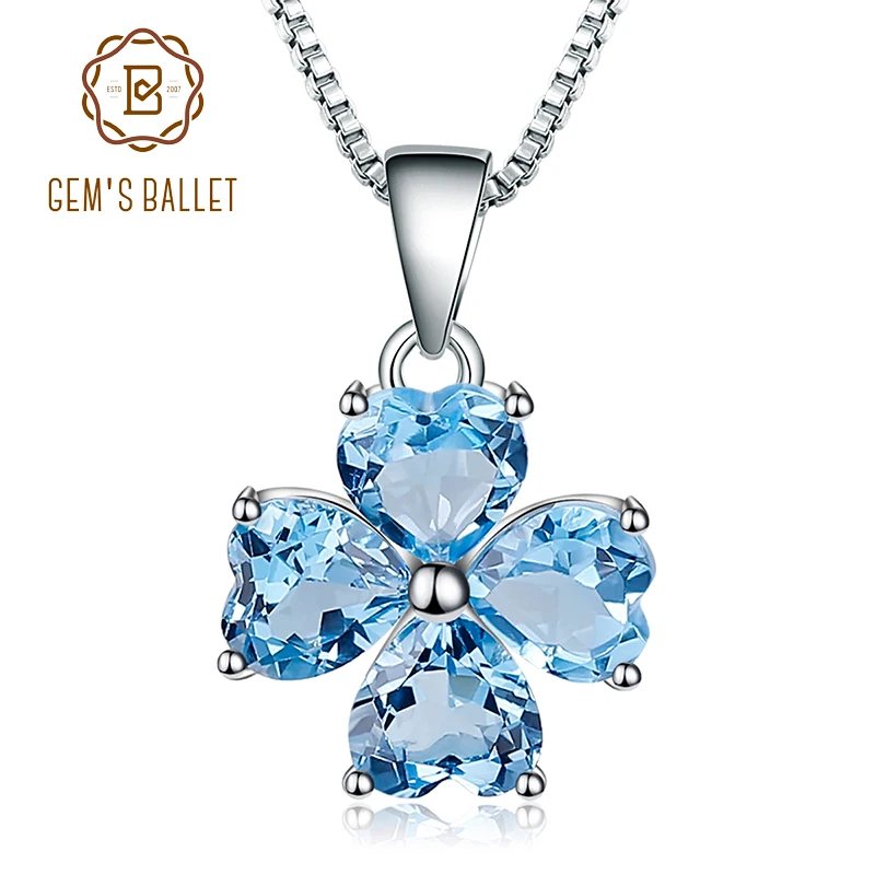Женское Ожерелье с кулоном GEM'S BALLET 0 95ct натуральный Швейцарский Голубой Топаз