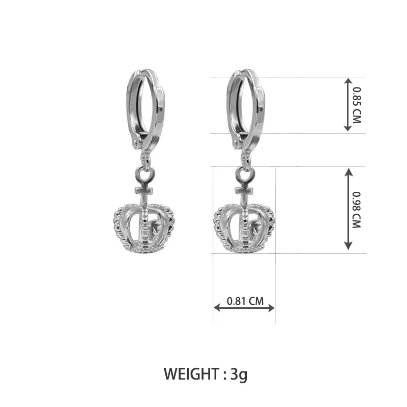 WENUSHOUSHI high quality crystal crown pendant small hoop earrings for women cute romantic Korean earing girls gifts copper | Украшения и
