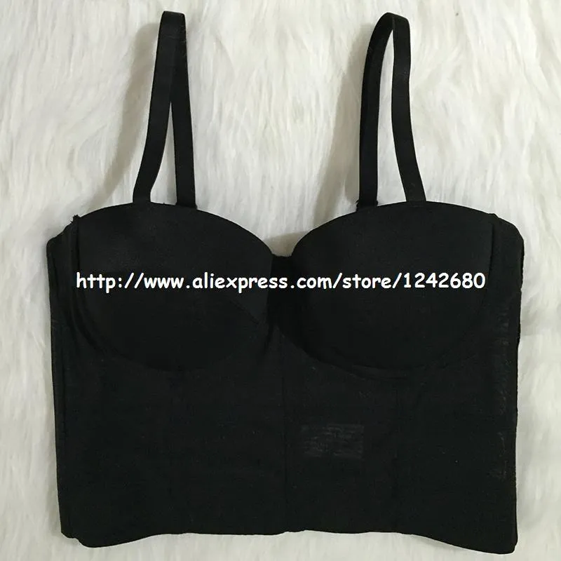 She'smoda Сетки Push-Up Bralet Для женщин корсет бюстье бюстгальтер ночного клуба вечерние укороченные топ, жилет плюс Размеры
