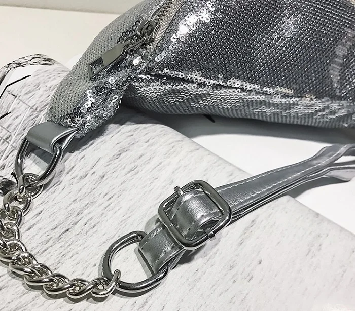 Miyahouse Sequin Fanny Pack Женская нагрудная сумка через плечо модная поясная сумка с пайетками Женская дешевая поясная сумка