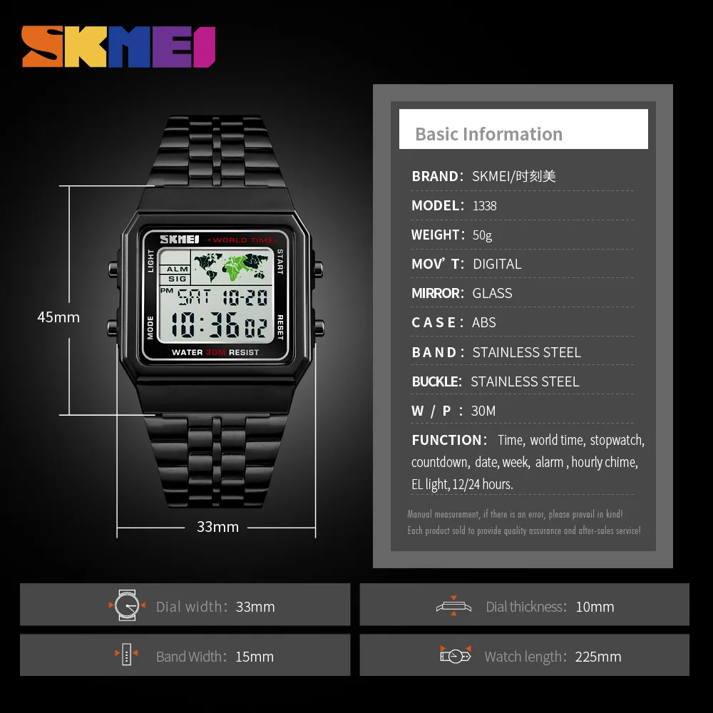 

SKMEI Top Brand Digital Watch Man Sport Electronic Luxury Fashion Stainless Steel Countdown Waterproof Male Clock reloj hombre