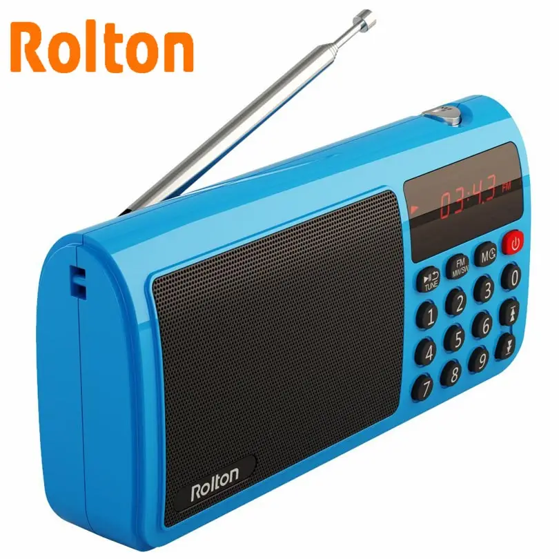 

Портативный радиоприемник Rolton T50 с TF-картой, FM/AM/SW Mp3 динамик, WAV музыкальный плеер и фонарик для ПК, iPod, колонка