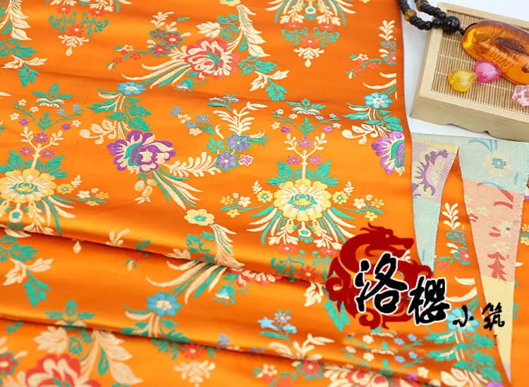 Тканый дамасский Улучшенный костюм cheongsam шелковая ткань одежда жаккардовая парча ткань - Цвет: Оранжевый