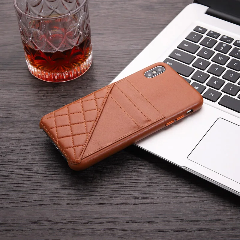 Алюминиевый металлический чехол из натуральной кожи для Apple iPhone XS X XS MAX, роскошный держатель для карт со слотом, чехол