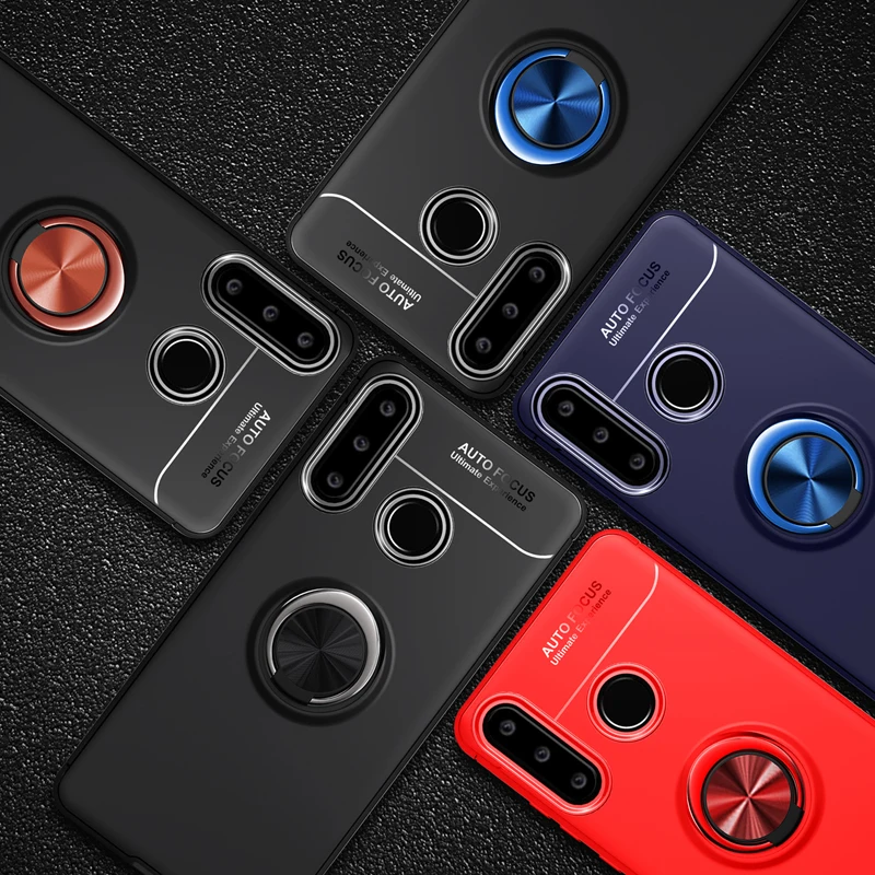 Чехол для huawei P30 Lite роскошный магнитный держатель-кольцо мягкая Матовая
