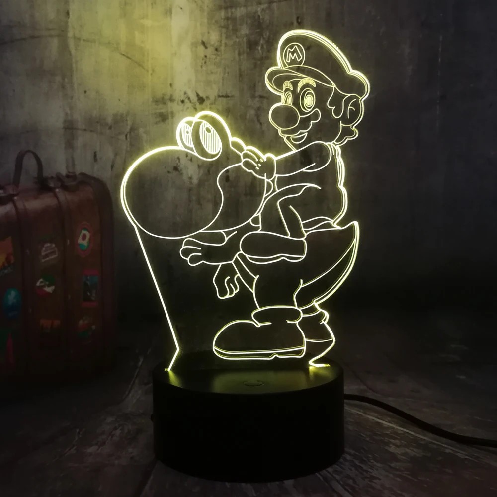 Игровой фигурка Супер Марио 3D светодиодный светильник ночник 7 цветов настольная