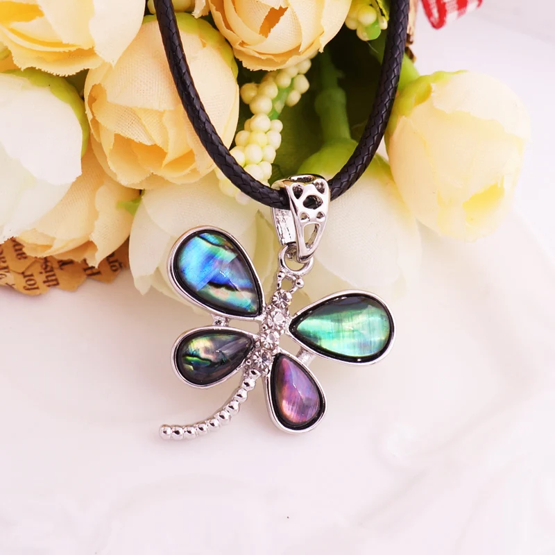 Женские винтажные ожерелья Чокеры с изображением стрекозы в виде ракушек Abalone