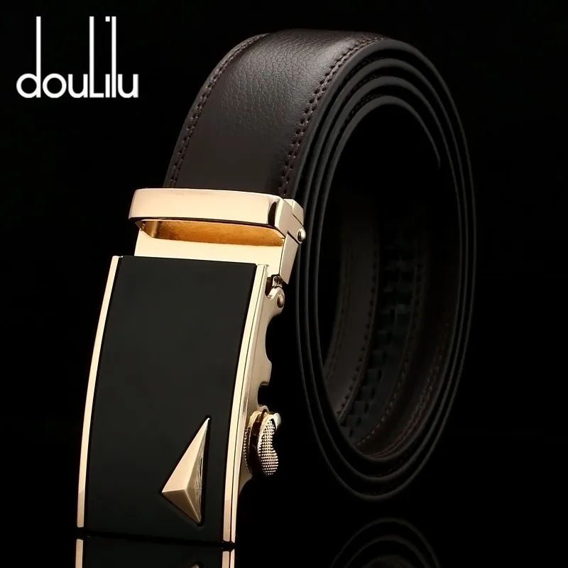 R605 brown Doulilu, модный мужской ремень, роскошный, натуральная кожа, автоматическая пряжка, мужской ремень, черный, практичный, высококачественный, деловой, мужской ремень - Цвет: R605 brown