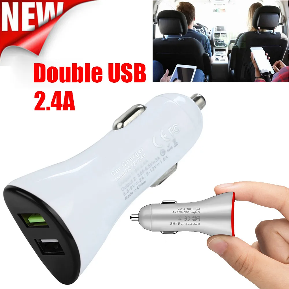 Франшиза 2019 Мини 2.4A двойной USB Автомобильное зарядное устройство 2 порта 12-24V