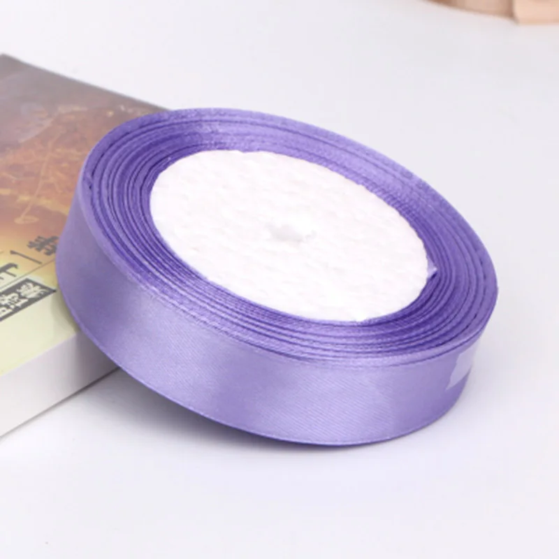 Light purple Ленты рулонные праздничные принадлежности ткань высокого качества 25 ярдов/рулон атласной ленты DIY подарочная упаковка фестиваль украшения Diy Горячая Распродажа - Цвет: Light purple