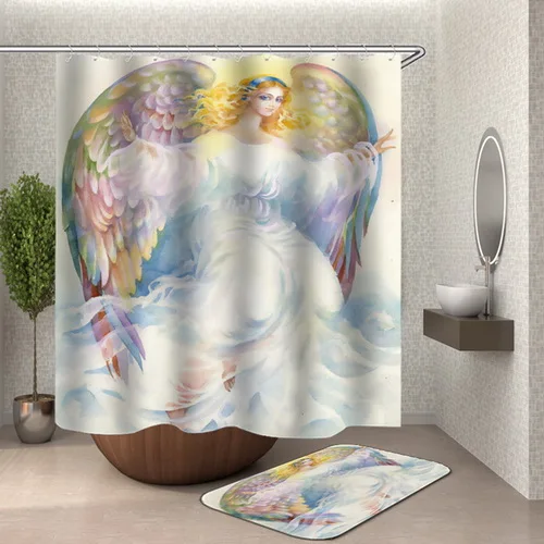 Дизайн Angel Rideau De Douche Крыло ангела занавеска для душа 3D красочные перья занавеска для ванной комнаты полиэстер занавеска для ванной - Цвет: HY547
