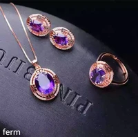 kjjeaxcmy boutique jewels girls style 925 sterling silver set amethyst ring pendant necklace earrings dandelion