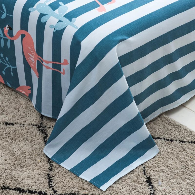 Современный стиль рисунок фламинго 3 шт. двухслойная плоская простыня цветной