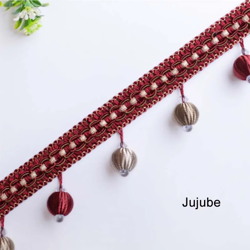 jujube 11 м/лот 5 см ширина роскошный стиль Искусственный шелк отделка с кисточками занавес кисточкой планки кружева для DIY швейная сумка диван - Цвет: jujube