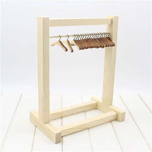 Подкластер DIY blyth кукла платье одежда металлический крючок вешалки для полки открытие деревянный шкаф - Цвет: Shelf with 10Hangers