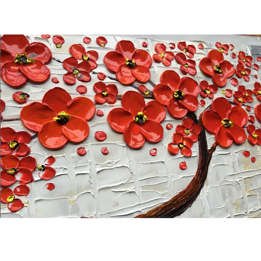 Большой размер Современная картина маслом на холсте палитра нож цветущие